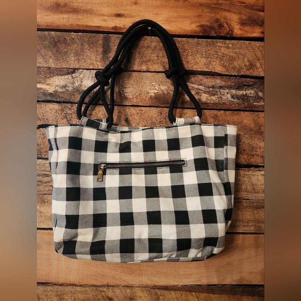 Buffalo plaid tote